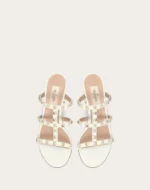 Valentino Rockstud Calfskin Leather Slide Sandal 60 mm Light Ivory - Image 3