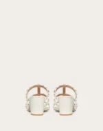 Valentino Rockstud Calfskin Leather Slide Sandal 60 mm Light Ivory - Image 4