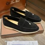 Loro Piana Summer Charms Walk Loafers Black