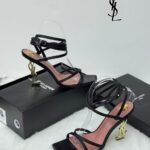 Saint Laurent Silk Opyum Sandals 110 Black