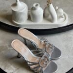 Gucci Alicia Strappy Slide Sandal In Silver Metallic