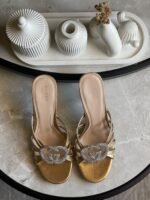 Gucci Alicia Strappy Slide Sandal In Gold Metallic - Image 2