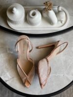 Hills Andrea Wazen Sandal with Rhinestones In Champagne Lace - Image 4