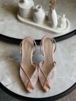 Hills Andrea Wazen Sandal with Rhinestones In Champagne Lace - Image 3
