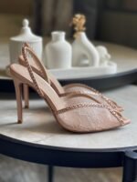 Hills Andrea Wazen Sandal with Rhinestones In Champagne Lace - Image 2