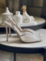 Hills Andrea Wazen Sandal with Rhinestones In White Lace - Image 4