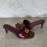 Fendi FFold Red leather heeled sandals - Image 2