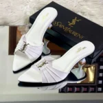 Saint Laurent Patent Leather Babylone Sandals White