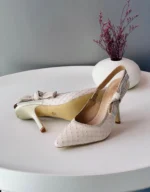 Dior J'Adior Slingback Pumps With Rhinestone Embellishments In White - Image 2