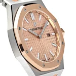 Audemars Piguet Royal Oak Pink Dial 18K Rose Gold Steel 33mm Watch - Image 3