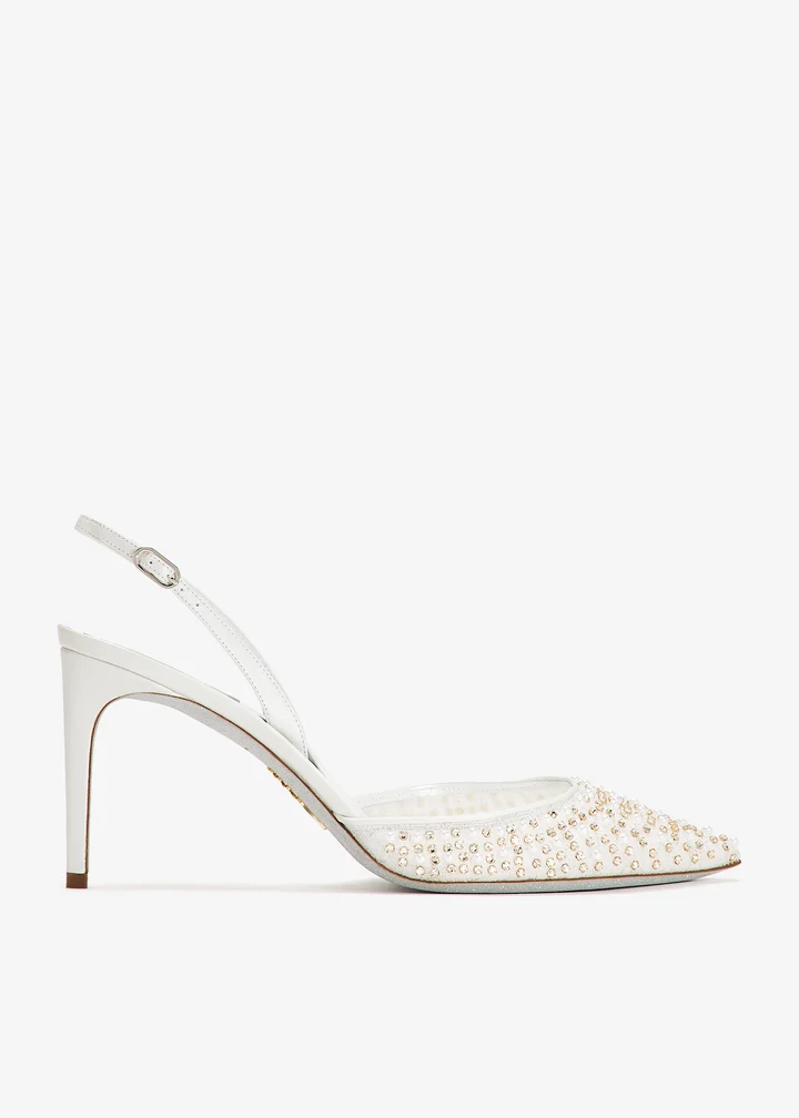 René Caovilla Aretha Slingback Pumps In White
