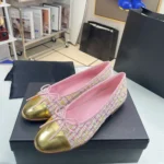 Chanel Ballet Flats With Cap Toe In Pink Gold
