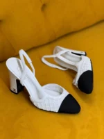 Chanel Slingback Flats in White - Image 2