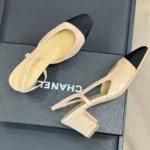 Chanel Slingback Beige Black Suede - Image 2