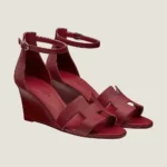 Hermès Legend Calfskin Wedge Sandals Shocking Pink