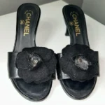 Chanel Camellia Embellished Peep Toe Heels