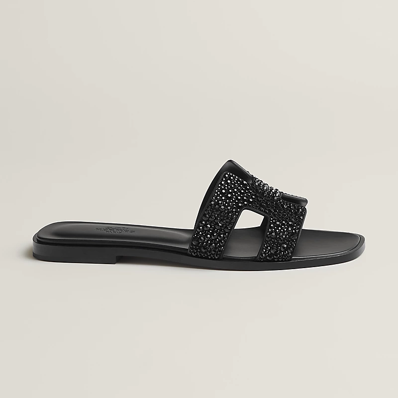Hermès Oran Sandals With Crystals In Black