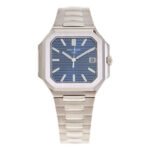 Patek Philippe Nautilus Watch Stainless Steel In White Gold, And Blue Dial